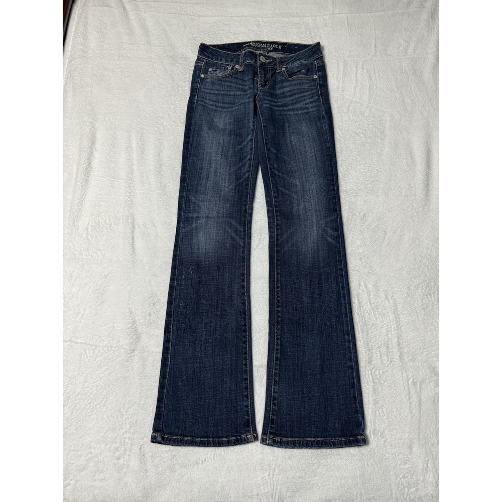 American Eagle Jeans Womens 0 Long Blue Denim Favorite Boyfriend Bootcut 27x33‎